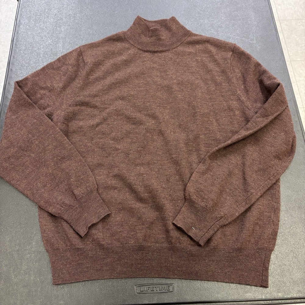 Jos A Bank Mens Brown 100% Merino Wool Mock Neck Sweater Classic Collection M